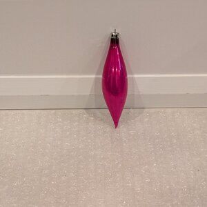 Single Vintage Pink Glass Icicle Polish Christmas Ornament